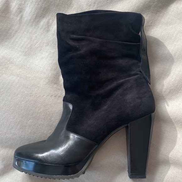 Robert Clergerie Paris platform boots high heel lucite sole black 9.5 - Picture 13 of 14